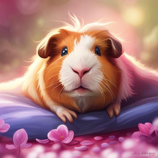 Cute Guinea Pig Portrait in Detailed Splash Art