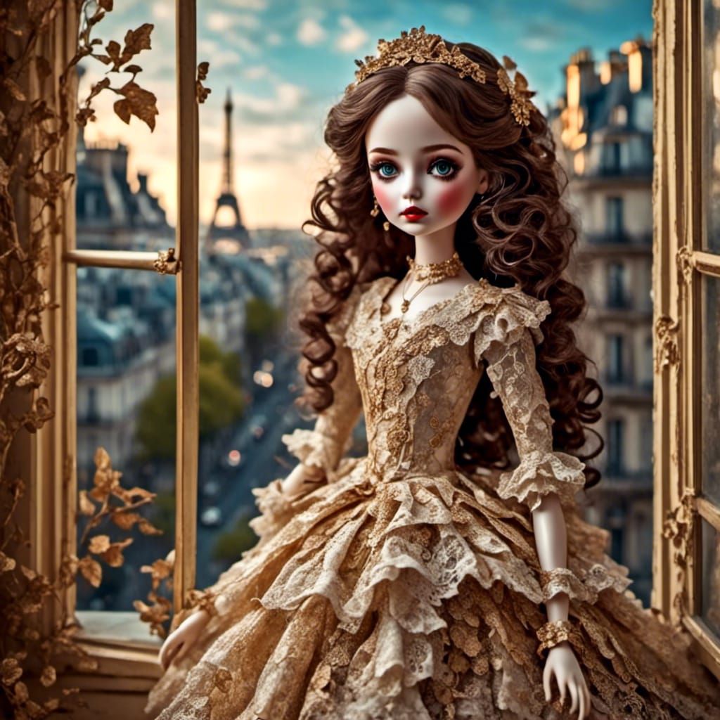 French Doll in Elegant Parisian Setting