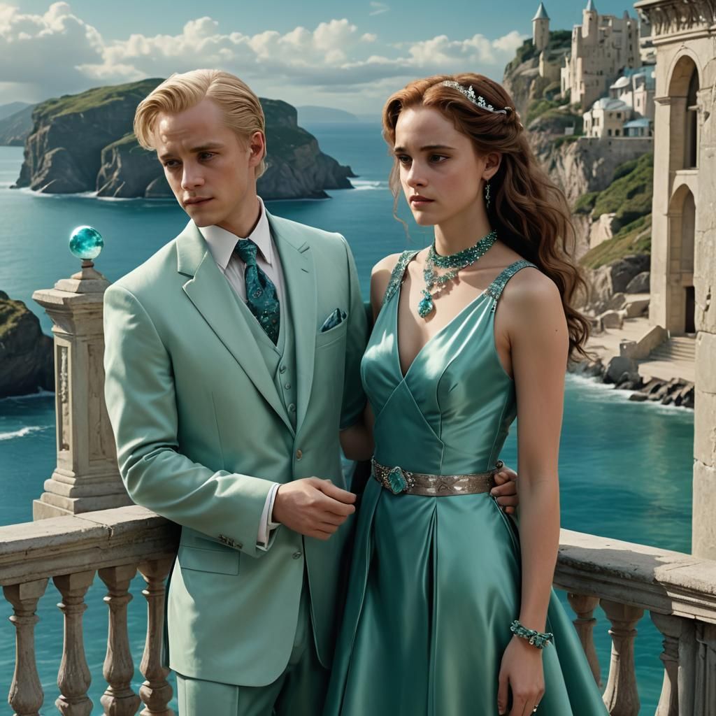 Hermione and Draco on Balcony, Detailed Matte Painting
