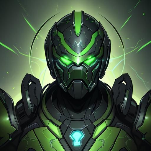 Green Exo Suit Portrait in Hyperdetailed Digital Art