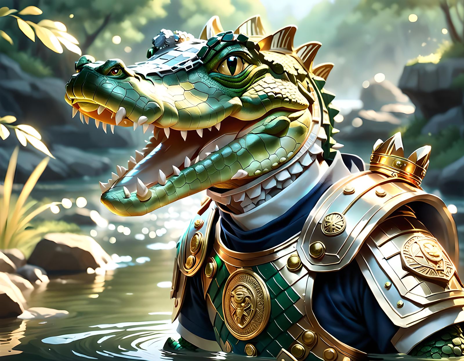 Alligator Roman Legionary in 3D Anime Style