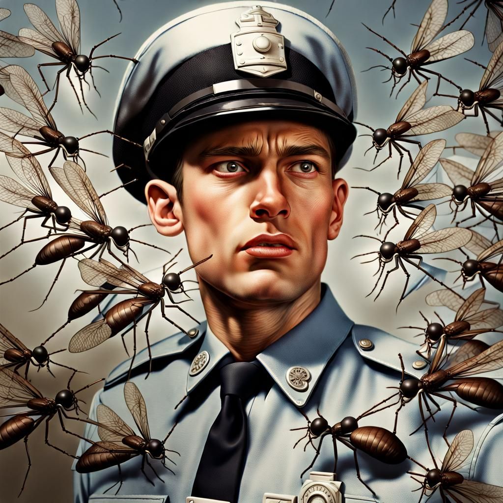 Vintage Photo: Policeman Attacked by Mosquitos