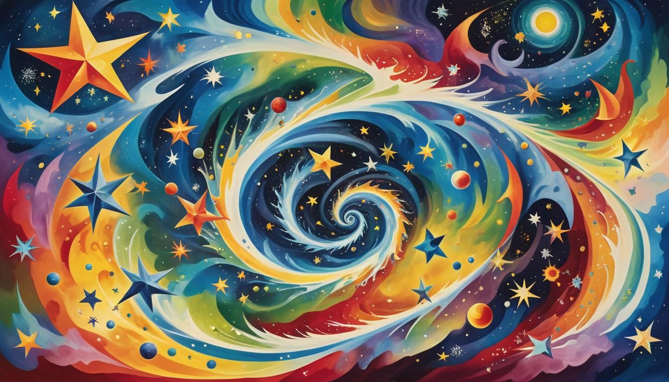 Cosmic Family in Surrealist Dreamscape