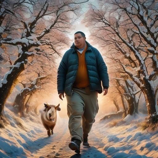 Realistic Portrait of an Obese Man Walking in 8K