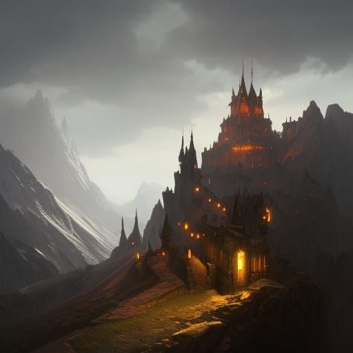 Dark Fantasy Mountain Fortress in Unreal Engine