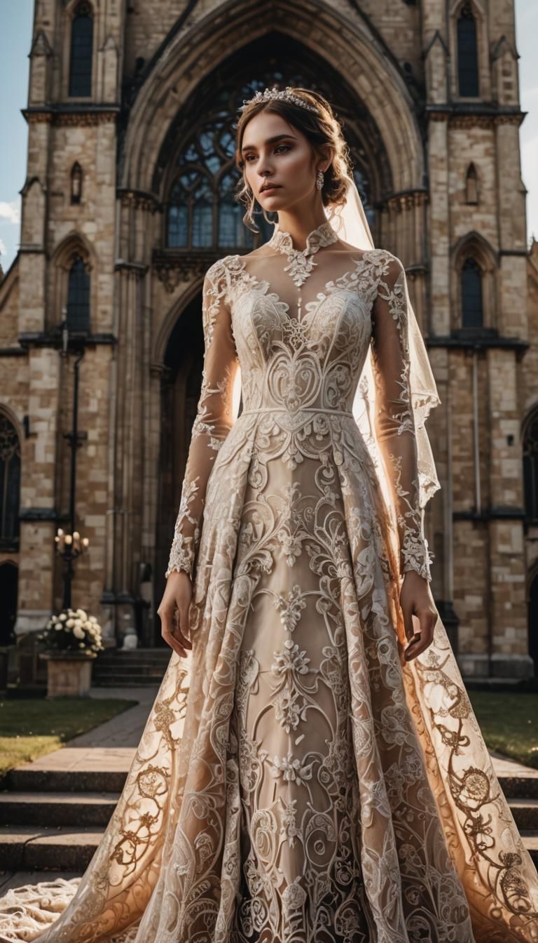 Bride in Lace Gown with Volumetric Light