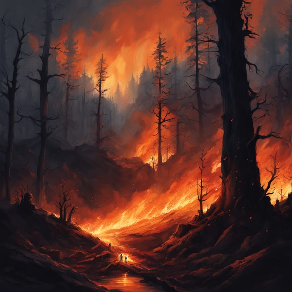 Majestic Inferno Consumes Forest at Night