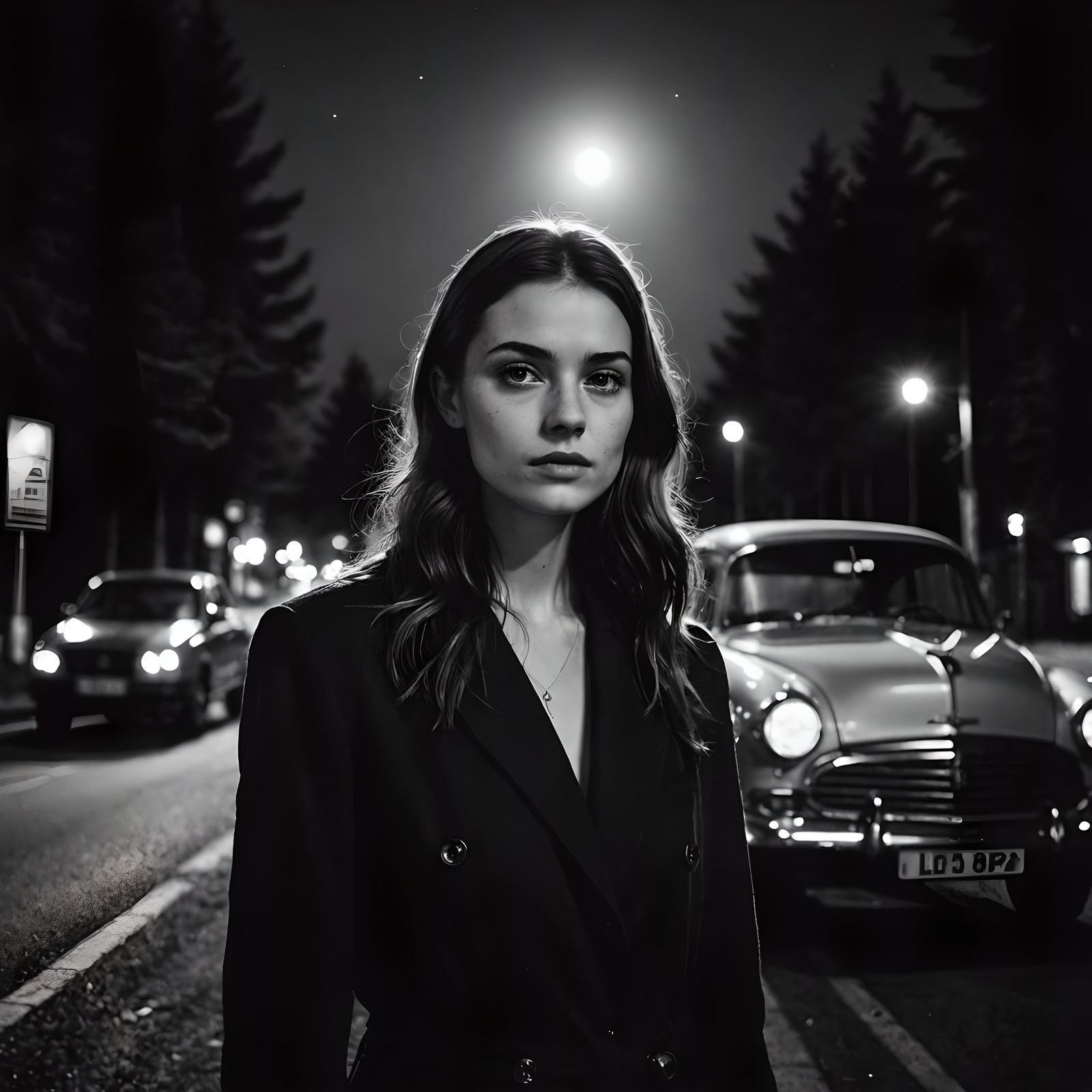 Beneath the Full Moon's Glow 🌕, She Stands Alone by an Old ...