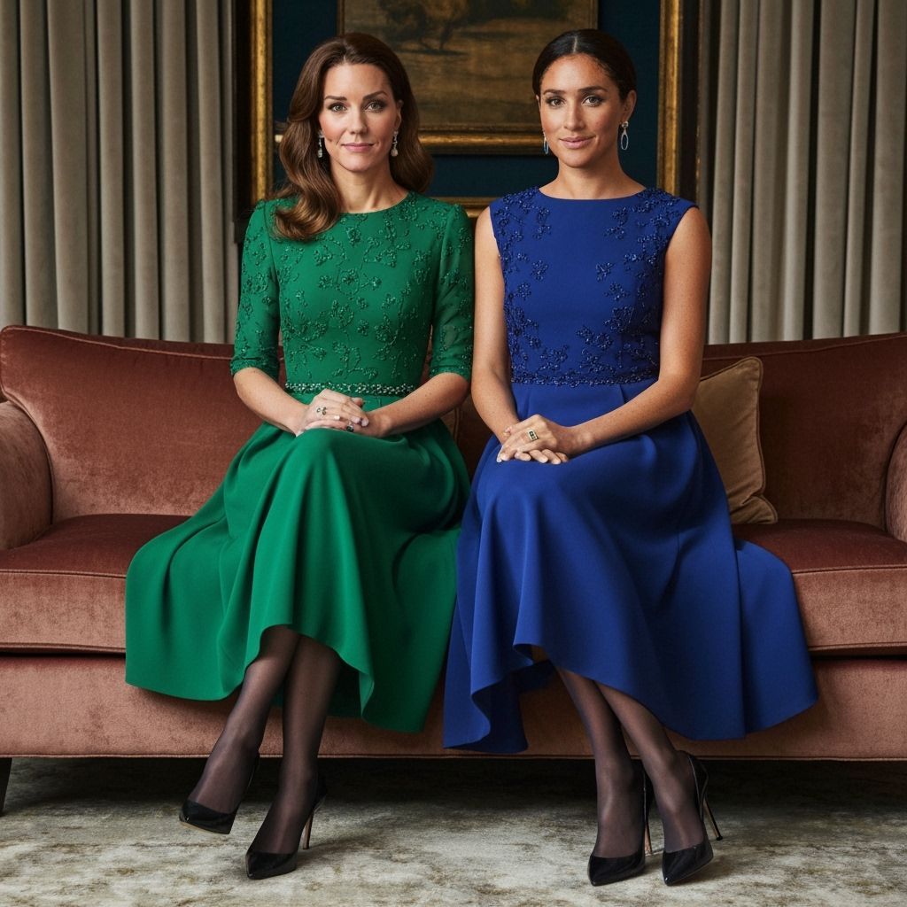 Emerald and Sapphire Cocktail Dresses in Opulent Setting
