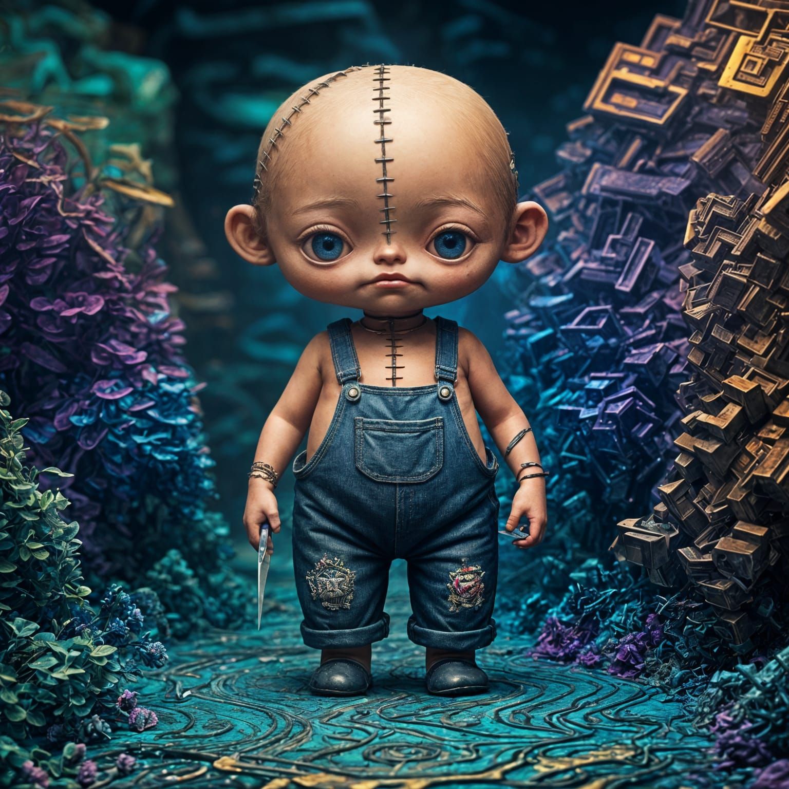 Whimsical Hybrid Child in Gottfried Helnwein Style with Intr...