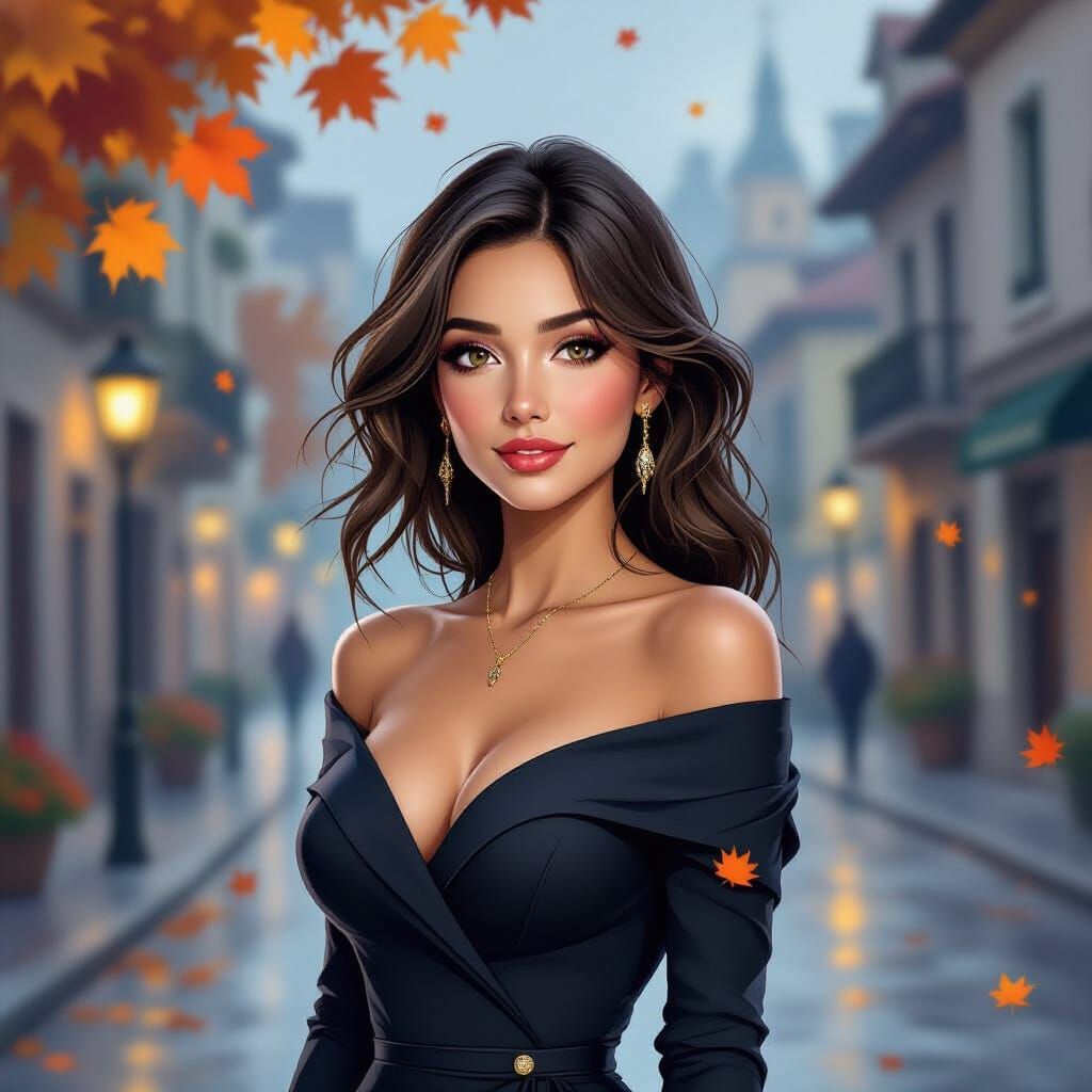 Elegant Female Figure in Autumn Nocturne