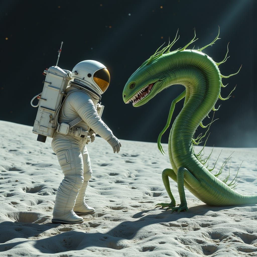 Astronaut's Lunar Encounter with a Friendly Alien