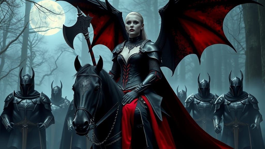 Ethereal Gothic Vampire Lord on Majestic Steed