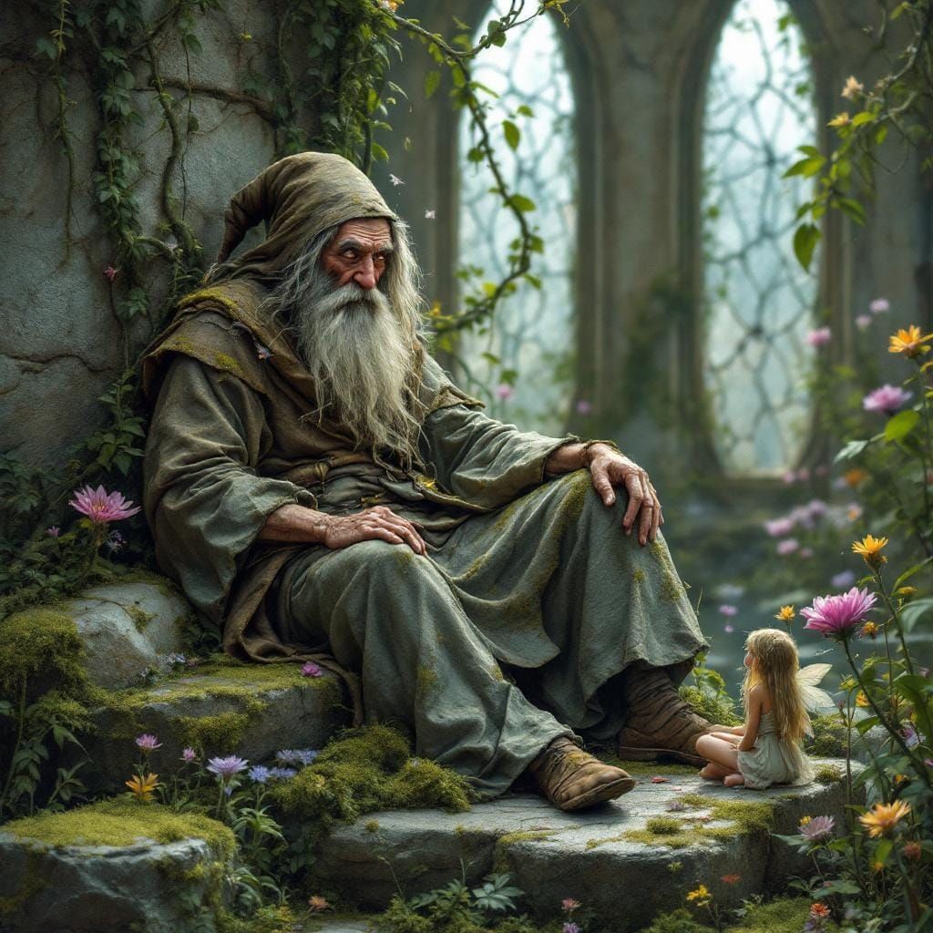 Wizard and Fairy in Painterly Realistic Style