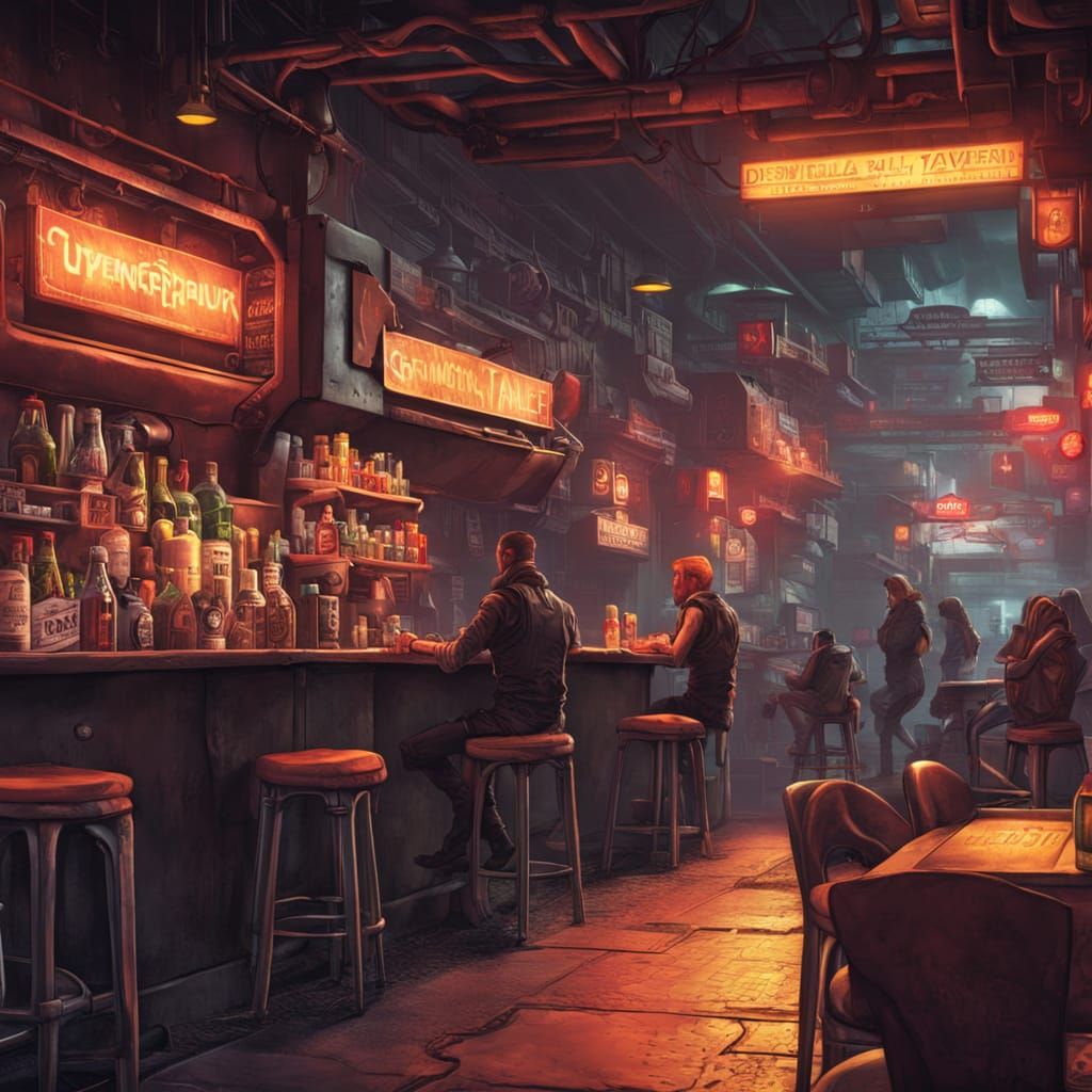Cyberpunk Alley Tavern Scene