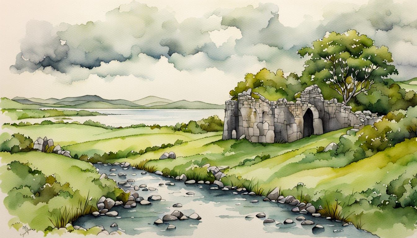Ireland's Enchanting Emerald Landscapes in Watercolor