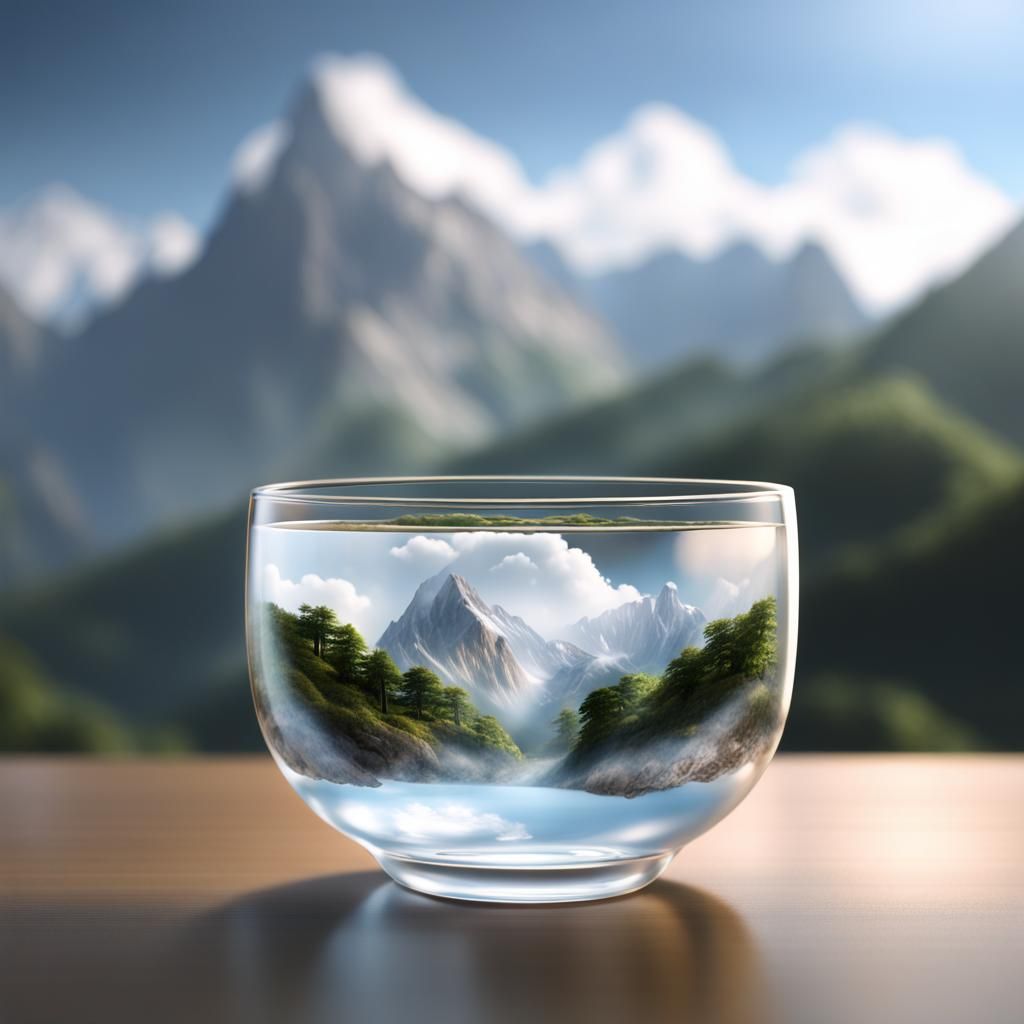 Thunderclouds and Mountains in Glass Cup