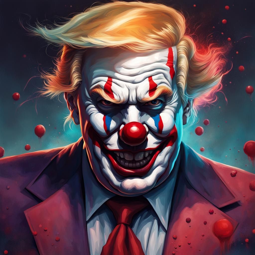 Donald Trump as Evil Clown: Hyperrealistic Art