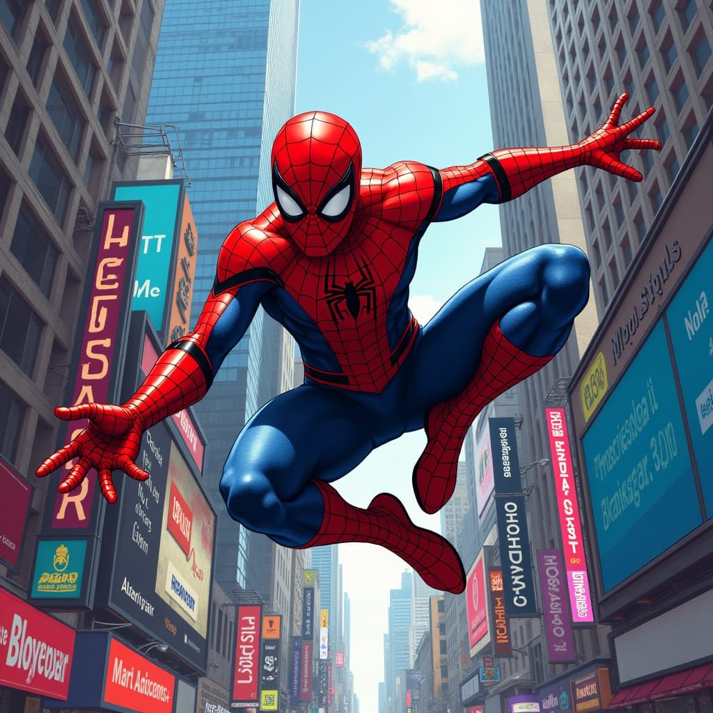 Spider-Man Swings Through Colourful Comic Book City