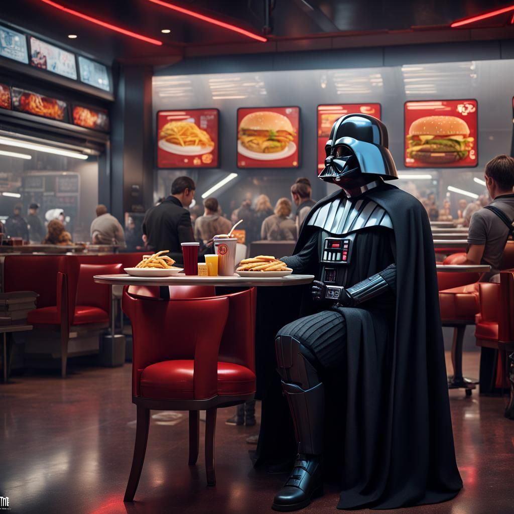 Darth Vader Dines at McDonald's: Matte Painting