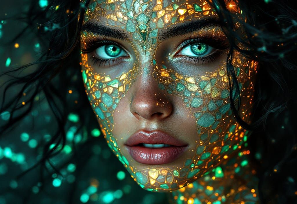 Sea Glass Portrait in Pietra Dura Style