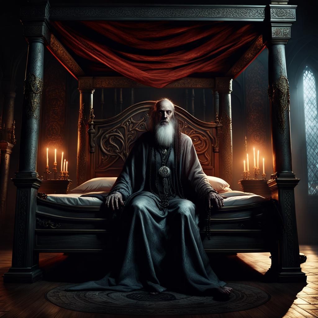 Evil Undead Priest in Chamber with Summoning Circle