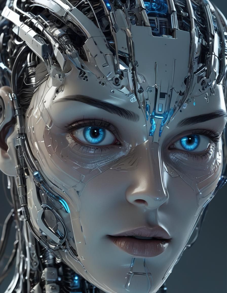 Translucent Biomechanical Head in Futuristic Concept Art