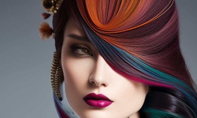 Woolen Haired Woman in Yarn Room, Hyperdetailed Art