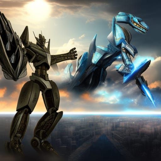 Dinobot Space Battle in Toei Animation Style