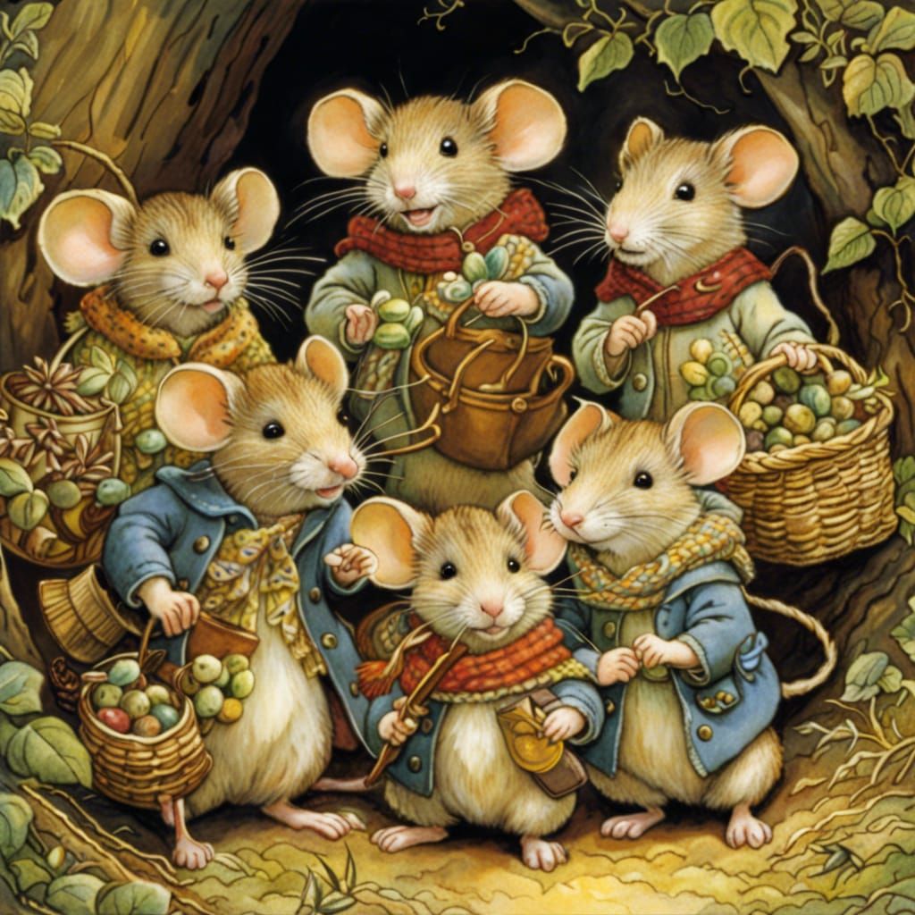 Mouse Family Night Hike in Brambly Hedge Style