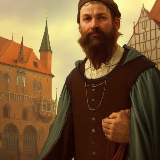 A German Hanse merchant in Lübeck, northern Germany