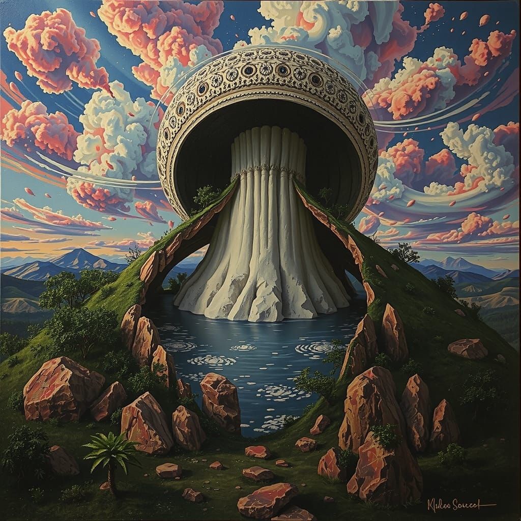 Dreamlike Amoeboid Landscape Painting