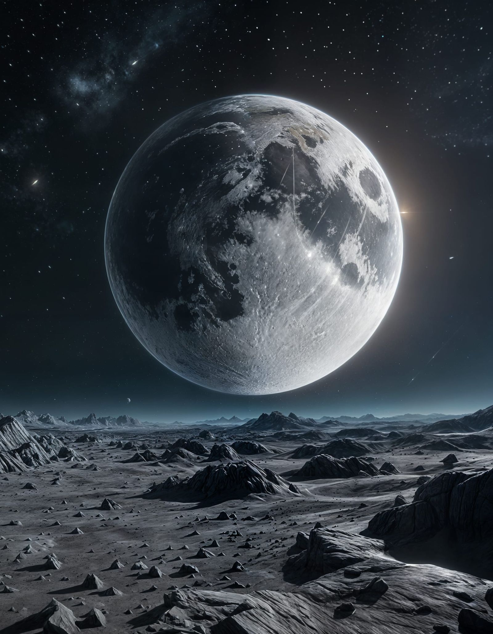 Crescent Moon in Space: 3D Game Cinematic