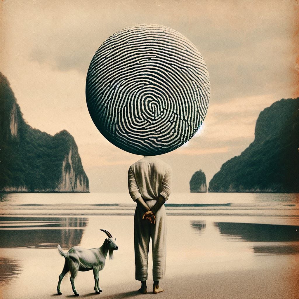 Vintage Vinyl Cover Aesthetic with Fingerprint Head