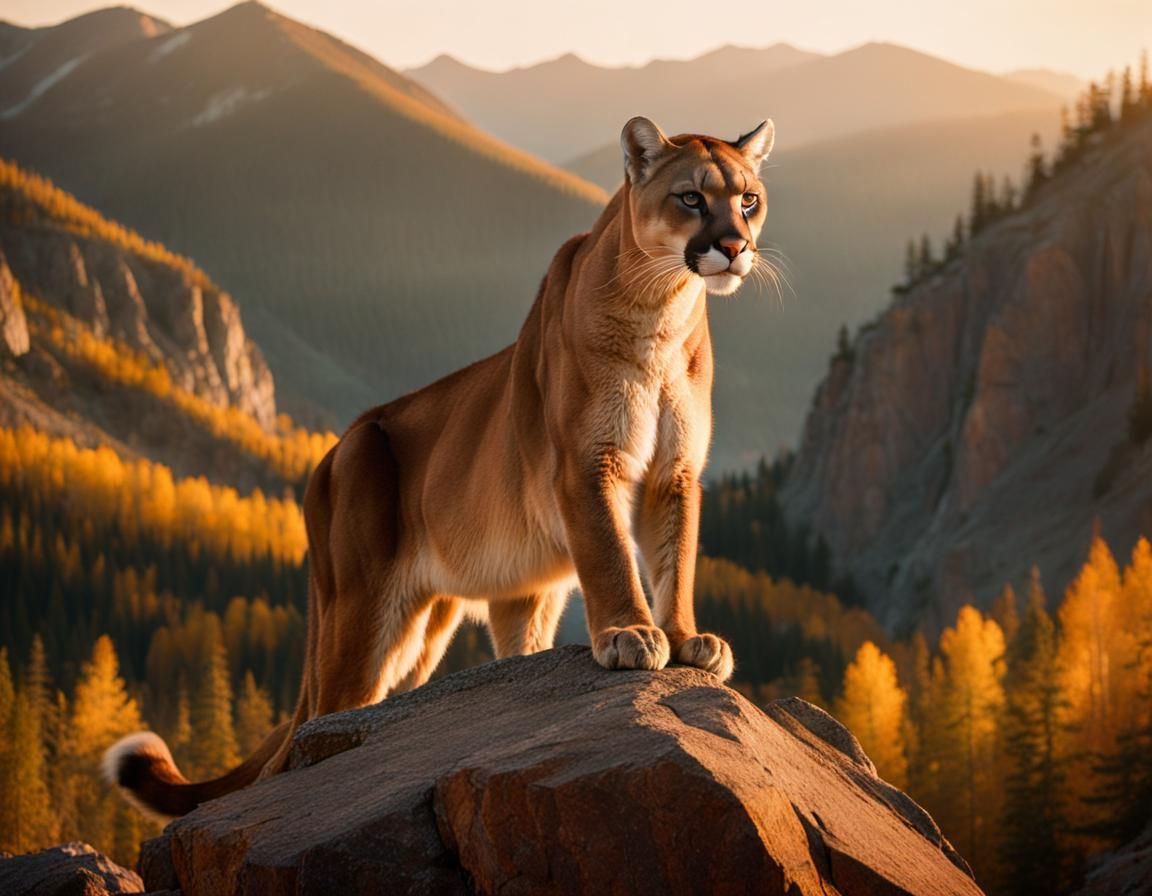 Cougar in Rocky Mountains: Cinematic Film Still