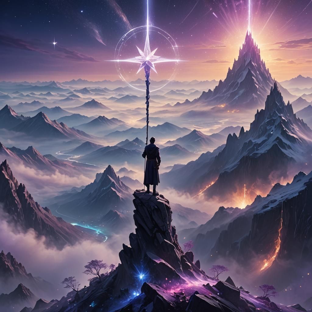 Star Crystal Staff on Misty Mountain Peak