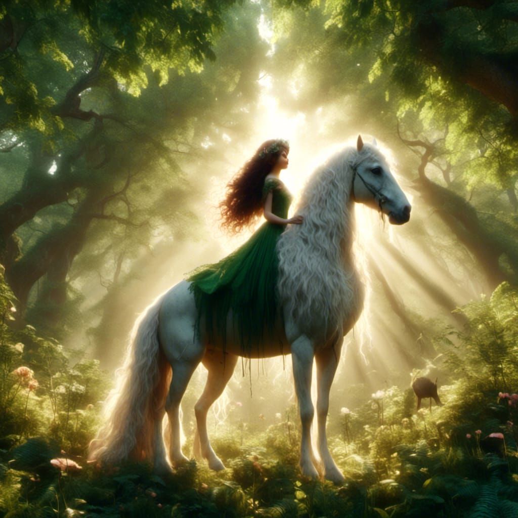 Hyperrealistic Centaur in Magical Forest Illustration