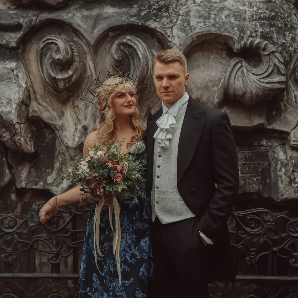 Classic Couple in Baroque Gothic Evening