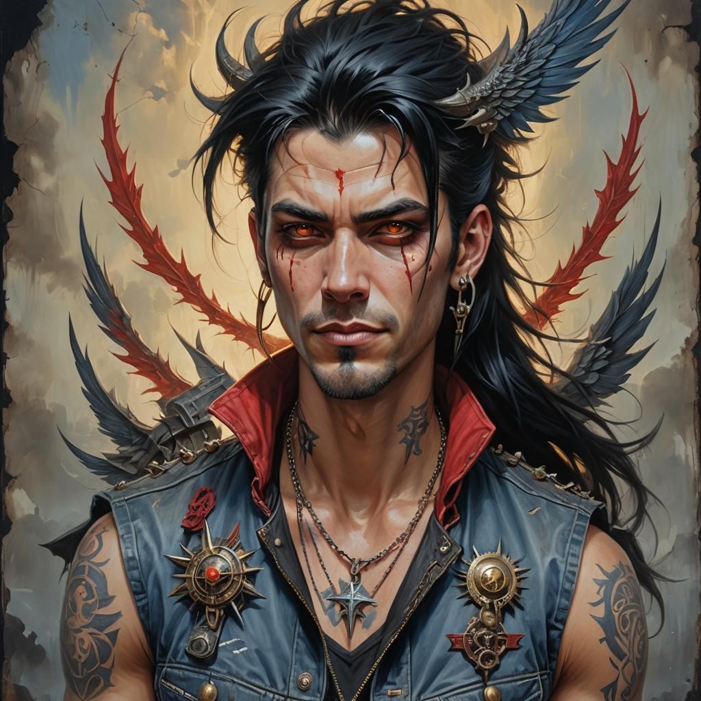 Post-Apocalyptic Angel Portrait in Acrylic Painting Style