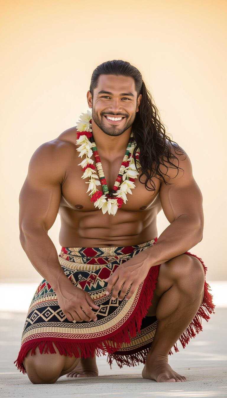 Samoan Man in Lavalava, Magazine Cover Style