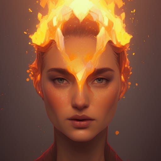 Fiery World Portrait in Hyperdetailed Digital Art
