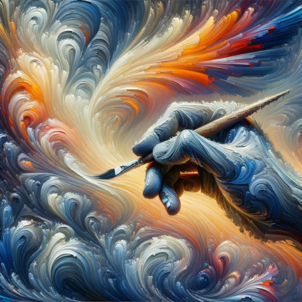 Spectral Hand Painting Astral Wings: Post-Impressionist Styl...