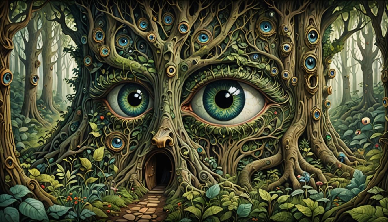 Enchanted Forest with Trees That Have Eyes