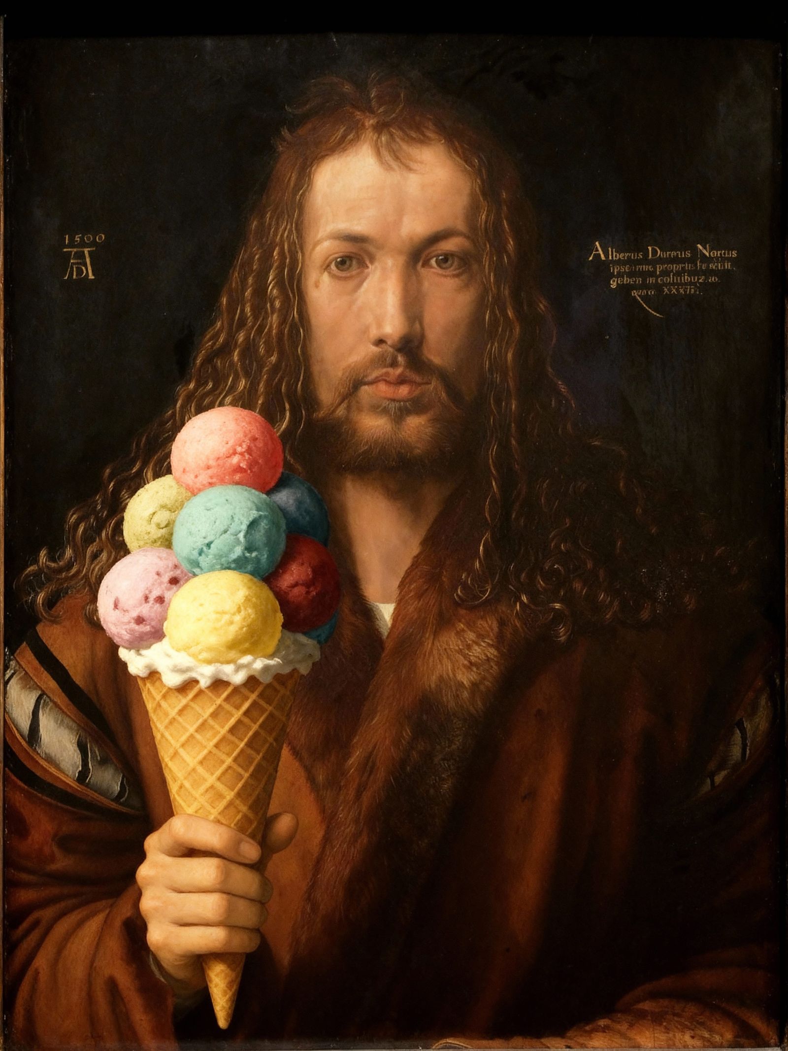 Man Holding Giant Ice Cream Cone
