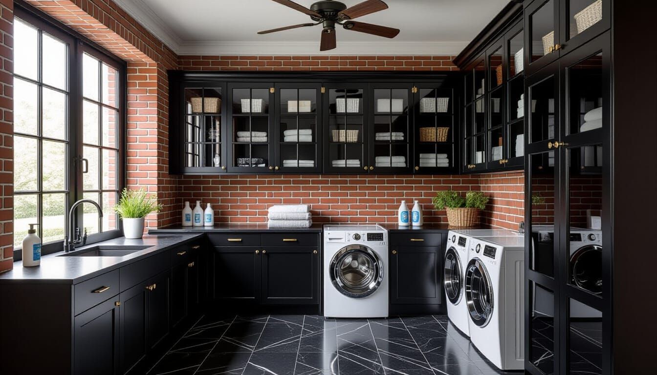 Victorian Laundry Room with Brick and Glass Details