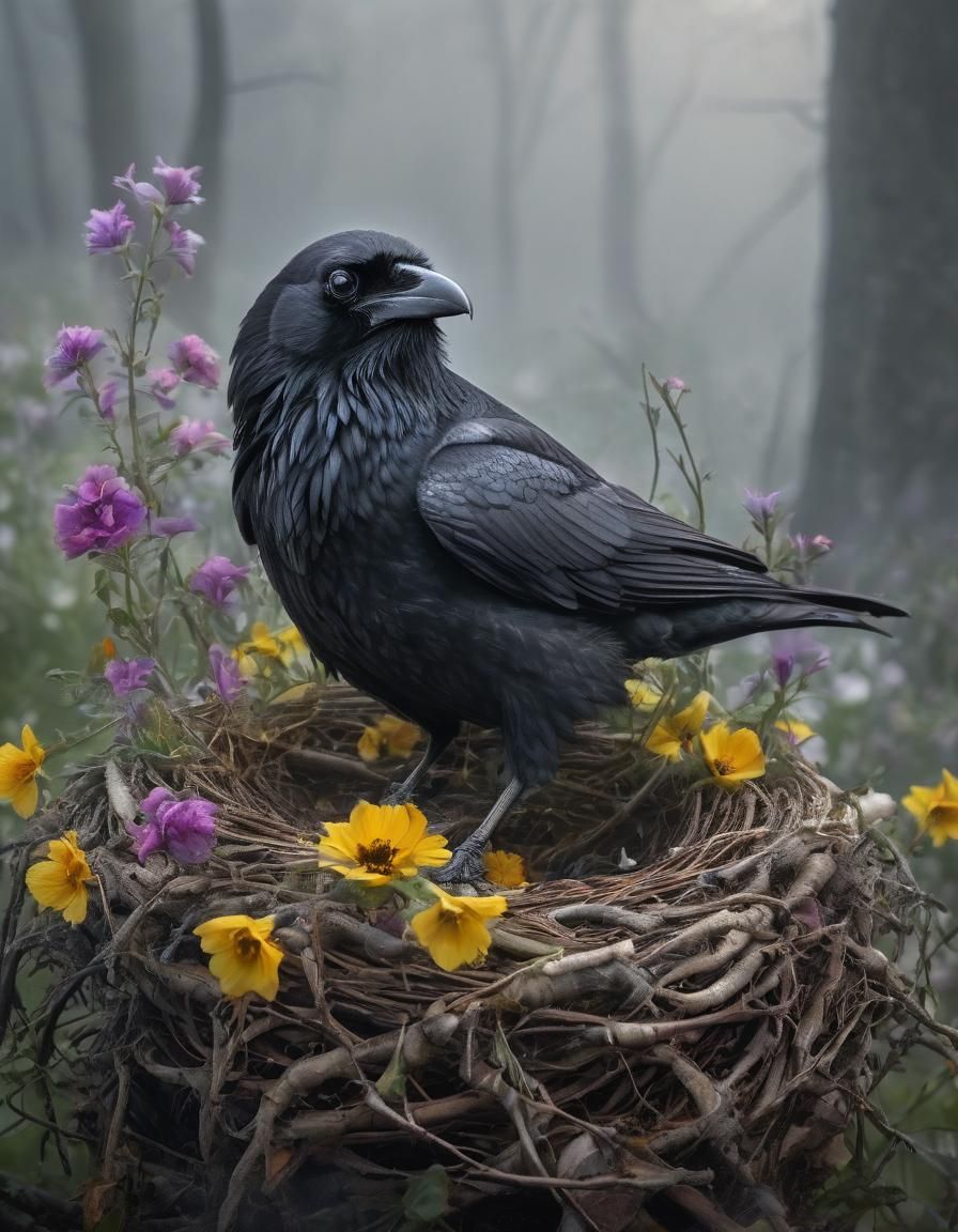 Raven's Nest in Spring Fog: Hyperdetailed Rendering