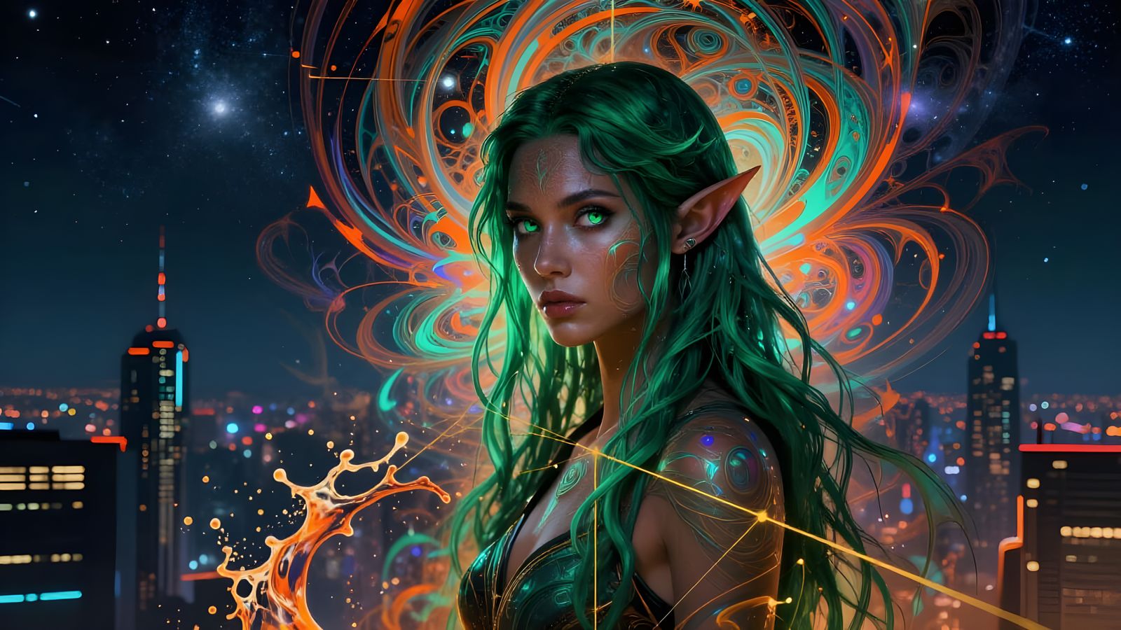 Psychedelic Amazon Night Sky Fractal Art