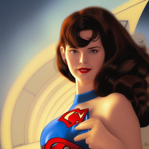 Lois Lane as Superwoman in Digital Illustration Style
