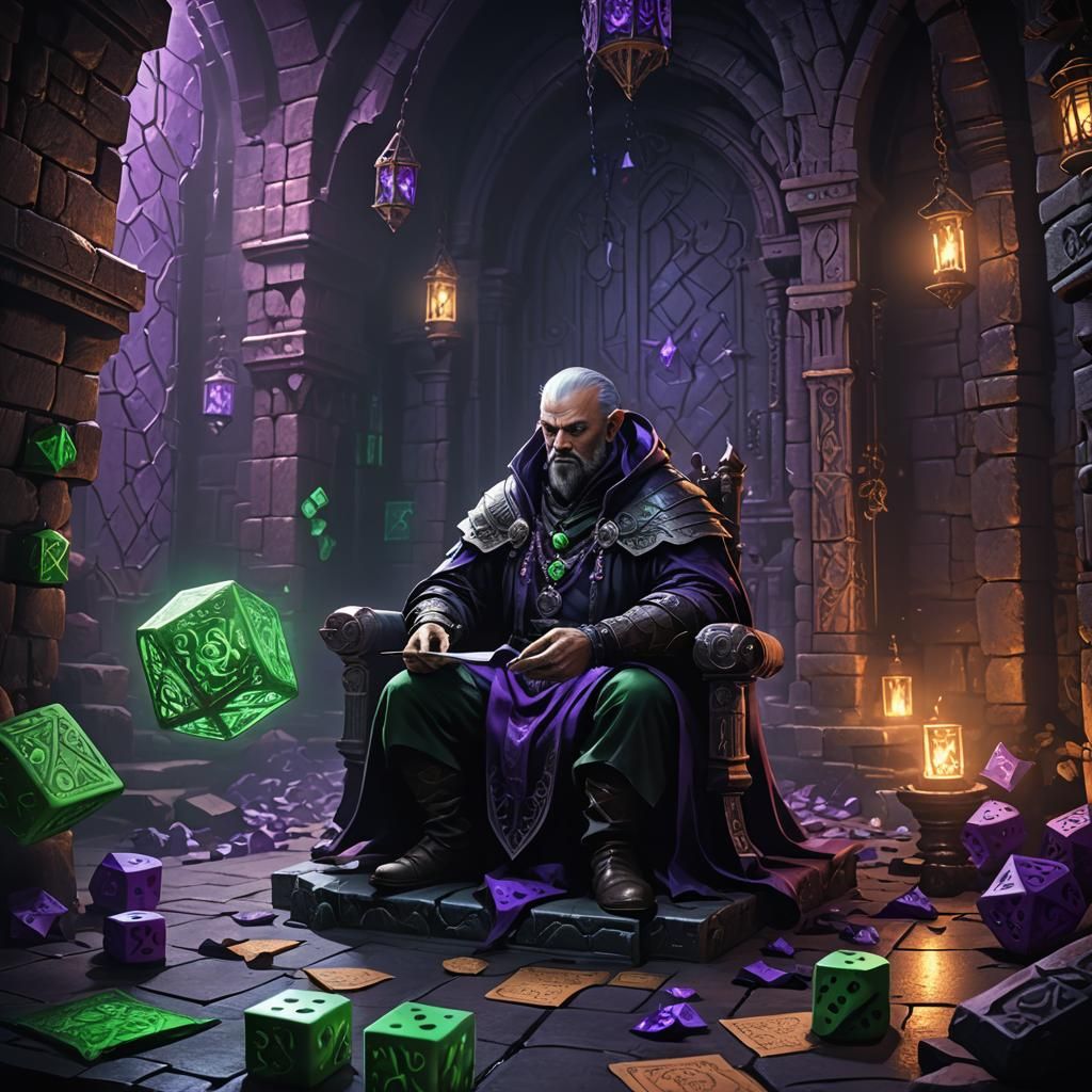 Evil Dungeon Master in Mystical Chamber