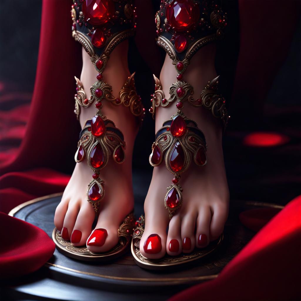 Beautiful Feet with Ruby Red Toenails